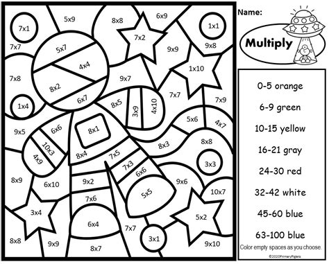 Color By Number Multiplication Division Space Bundle Of 3 Made By