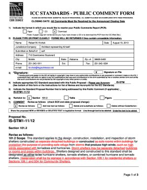 Fillable Online Media Iccsafe Icc Standards Public Comment Form Fax