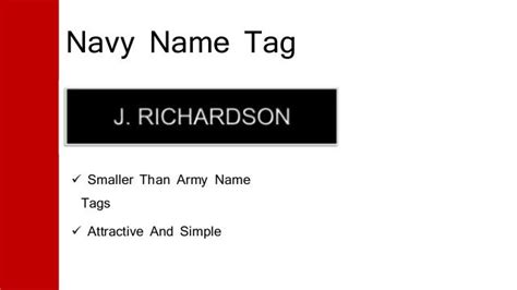 Name tags in military uniform