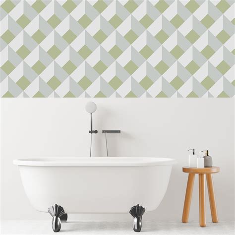 Bathroom Wallpaper Geometric Wallpaper Custom Colours - Etsy