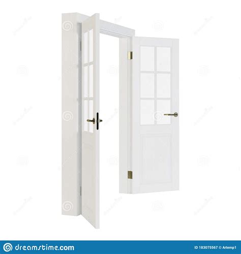 Wooden Door Isolated On White Background Stock Illustration