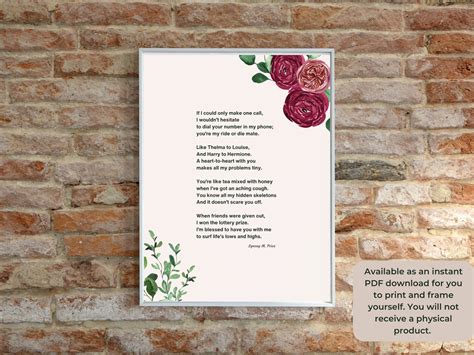 Friendship Poem Downloadable Poem Print Best Friend Poem Instant Download Pal Poem Best Friend