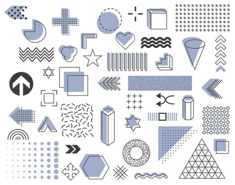 Premium Vector Set Of Geometric Shapes Memphis Design Retro Elements