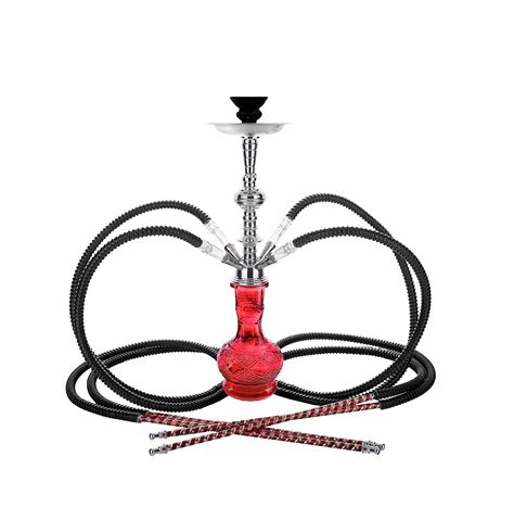 4 Hose 20 Red Hookah Shisha Nargila Club Narguile Nargile