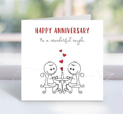 Same Sex Gay Wedding Anniversary Card Happy Anniversary To A Wonderful Couple 6 X 6 Blank