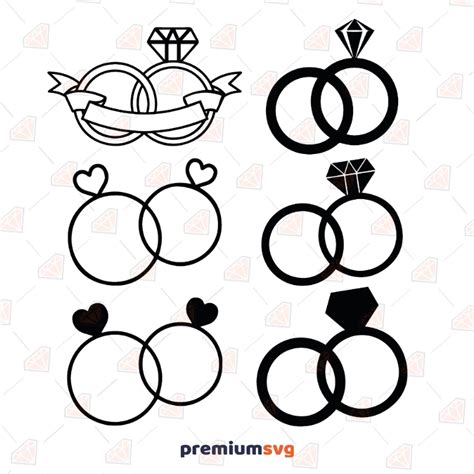 Wedding Rings Bundle Svg Engagement Clipart Premiumsvg