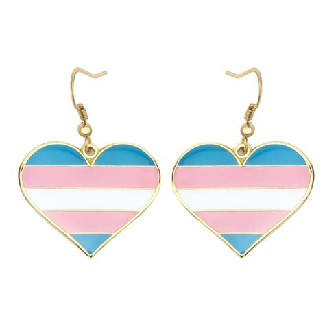 Transgender Pride Flag Heart Shape Earrings The Pride Shop®