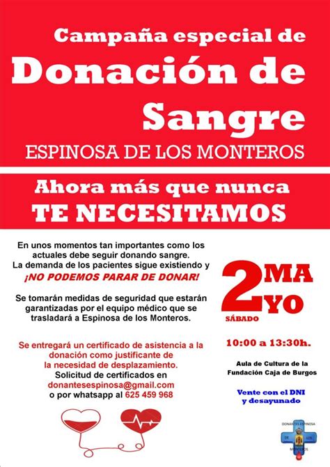 Campa A Especial De Donaci N De Sangre Espinosa De Los Monteros