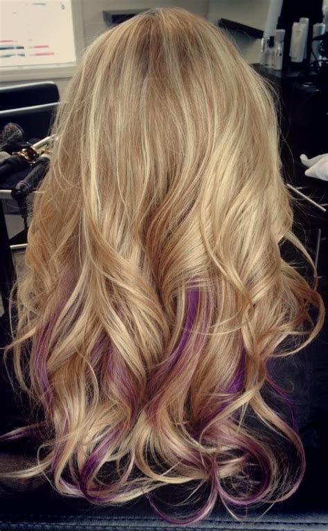 Blonde With A Pop Of Purple Peekaboo Hair Blonde Hair With