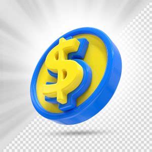 Moeda Azul e Amarelo Elemento 3D Para Composição PSD download Designi