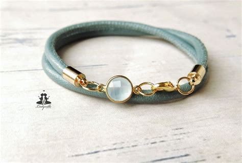 Lederarmband Trifft Edelstein Aqua Chalcedon Armband Leder