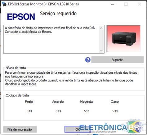 EPSON L3210 A almofada de tinta da impressora está no final de sua