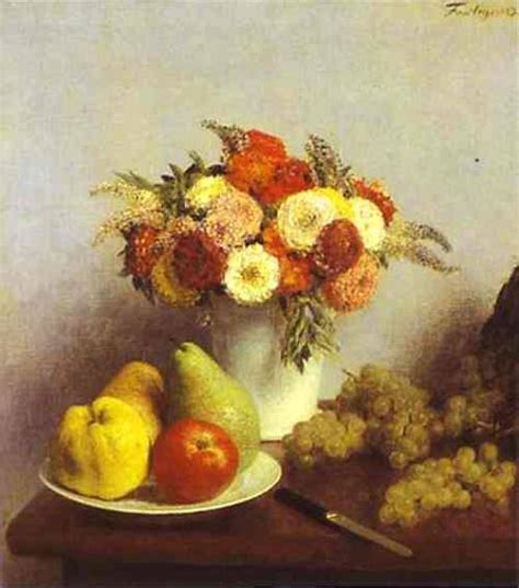 Flowers And Fruit 1865 Painting Henri Fantin Latour Oil Paintings