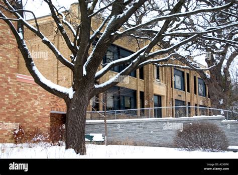 Snowy View Of Horace Mann Elementary School St Paul Minnesota Usa