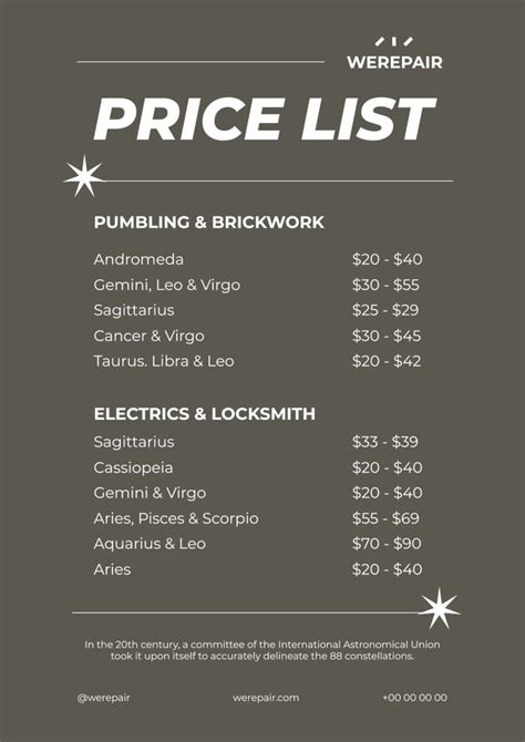 Handyman Price List Template