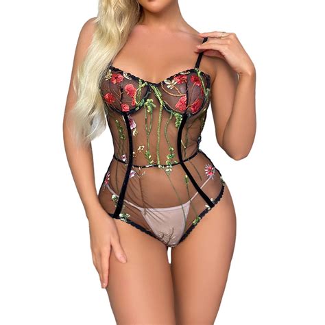 Xzhgs Lingerie Lace Bodysuit Open Back Valentines Lingerie Mesh