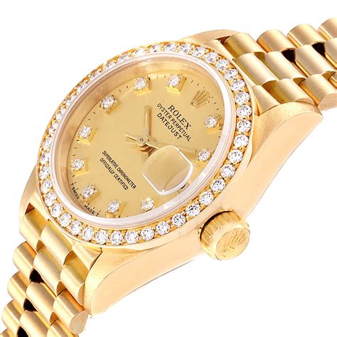 Rolex President Datejust 26mm Yellow Gold Diamond Ladies Watch 69138 Swisswatchexpo