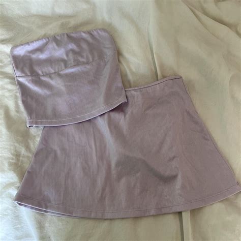 Bershka Bandeau Bikini Top And Skirt Set In Depop