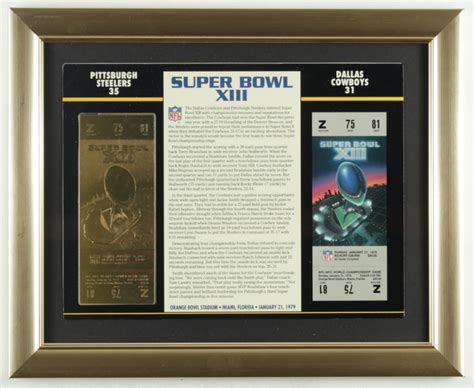 Super Bowl Xiii Commemorative X Custom Framed Score Card Display