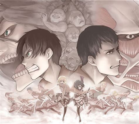 Anime Armin Arlert Eren Yeager Mikasa Ackerman Attack On Titan