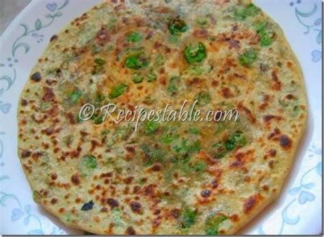 Peas Stuffed Paratha Recipe - Recipestable