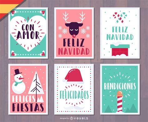 Descarga Vector De Conjunto De Tarjeta De Navidad Espa Ola Feliz Navidad