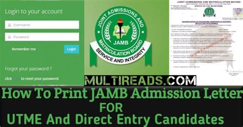 How To Print JAMB Admission Letter Online [ALL YEARS] - Multireads.com