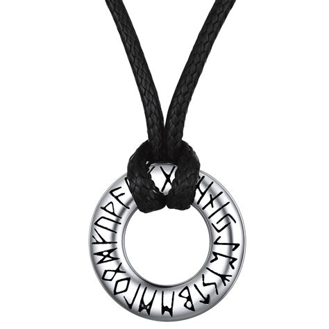 Faithheart Viking Circle Rune Necklace For Men With Braided Leather