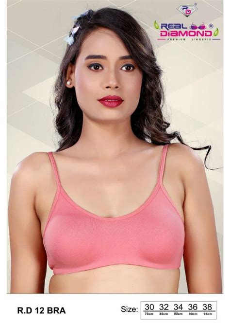 Non Padded Cotton Blend Light Pink Mold B Cup Bra Plain At Rs 156