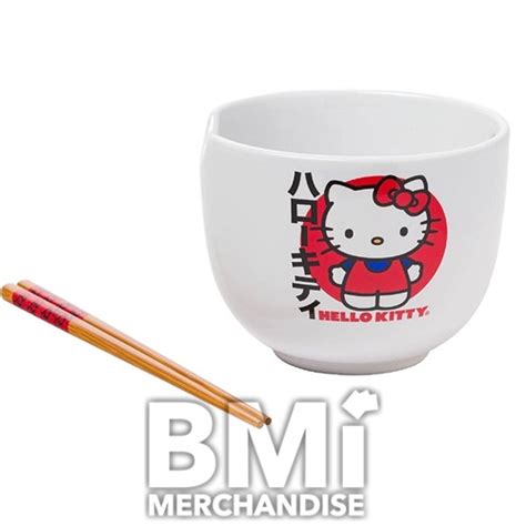 HELLO KITTY CERAMIC RAMEN BOWL AND CHOPSTICKS