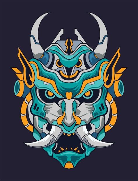 Japanische Oni Maske Vektor T Shirt Design Japanische Kultur Samurai