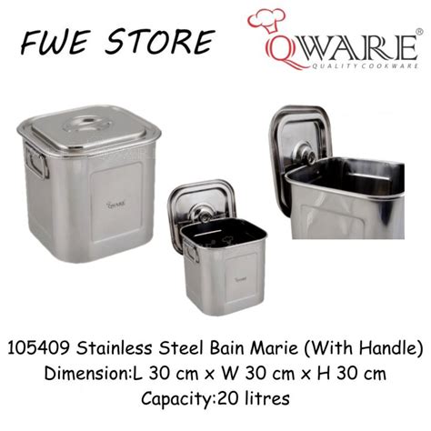 Qware Stainless Steel Square Bain Marie With Handle Food Storage