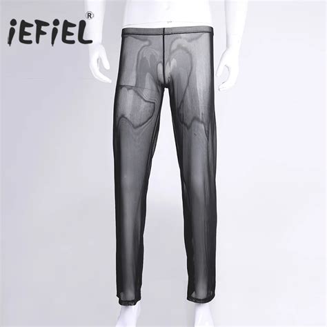 Iefiel Lingerie Male Sexy Gay Mens Comfortable Pants Mesh Transparent