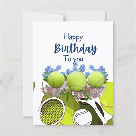 Tennis Ball And Racket Black And White Birthday Card Zazzle Tennis