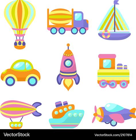 Transport Toys Icons Set Royalty Free Vector Image