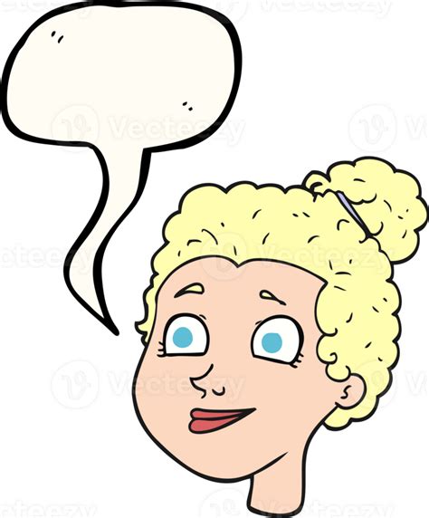 Drawn Speech Bubble Cartoon Female Face 45135649 Png