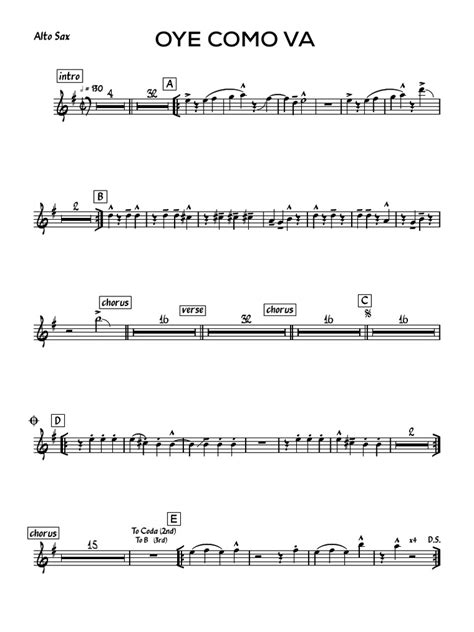 Oye Como Va Brass Alto Sax Pdf