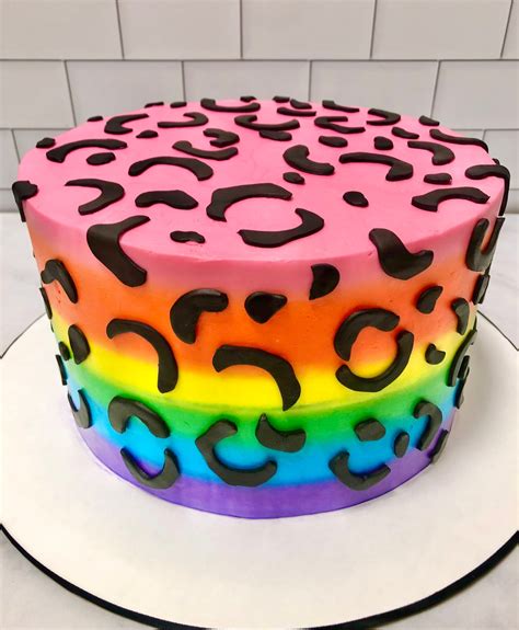 Rainbow Leopard Cake Cheetah Birthday Cakes Leopard Cake