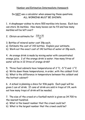 Maths Ks3 Worksheet Estimation And Rounding By Mrbuckton4maths