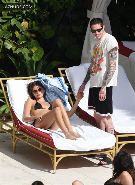 Kaia Gerber Wears A Black Bikini As She Kisses Boyfriend Pete Davidson By The Pool In Miami Aznude