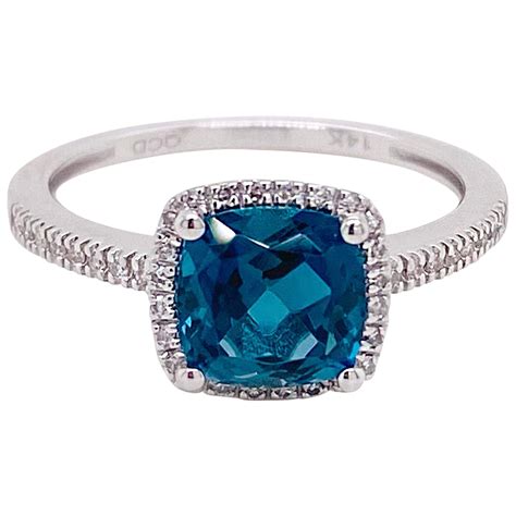 Emerald Cut London Royal Blue Topaz And Carat Diamond Halo