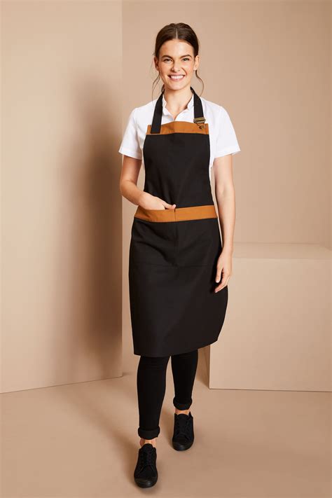 Contrast Clip Bib Apron Blackcaramel Hospitality Simon Jersey