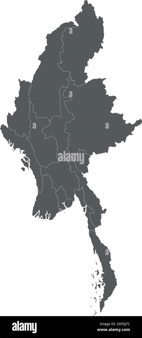 Vector Blank Map Of Myanmar With Regions States And Administrative