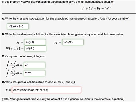 Solved In This Problem You Will Use Variation Of Parameters Chegg