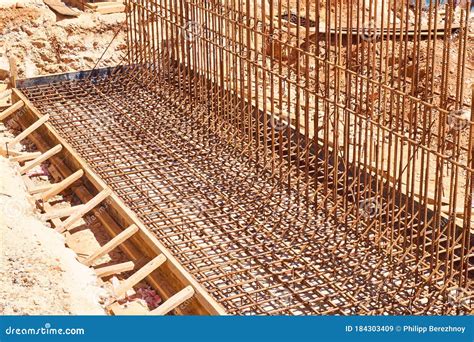 Metal Reinforcement Framework And Formwork Of Retaining Wall Stock