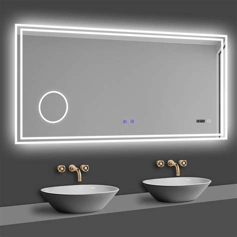 Aica Miroir De Salle De Bain Led Avec Bluetooth X Cm Miroir