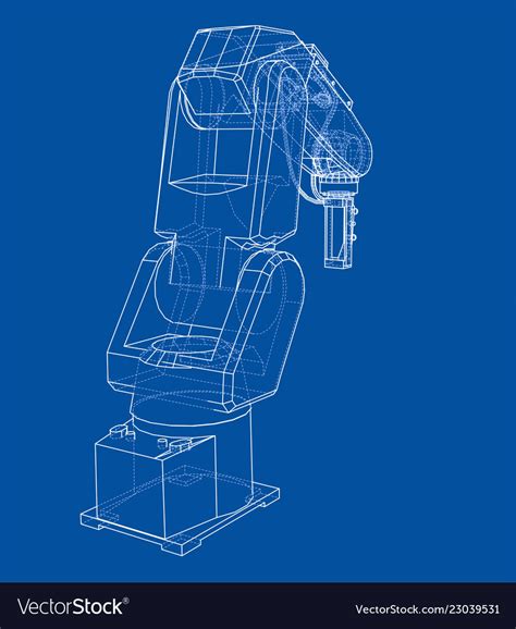 3d Outline Robotic Arm Rendering Of Royalty Free Vector