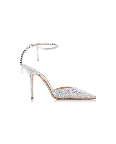 Jimmy Choo Saeda Crystal Embellished Satin Pumps In Metallic Lyst