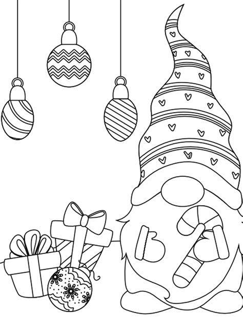 Free Printable Cute Christmas Gnome Coloring Pages