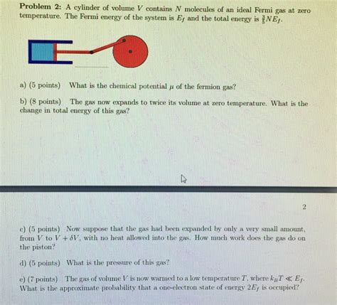 Solved A Cylinder Of Volume V Contains N Molecules Of An